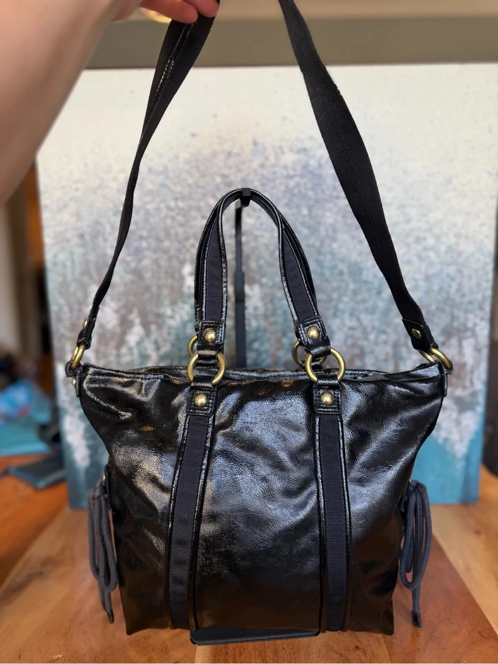 Coach Rare Archival Y2K Poppy Daisy Liquid Glass Patent‎ Shoulder Bag VGUC